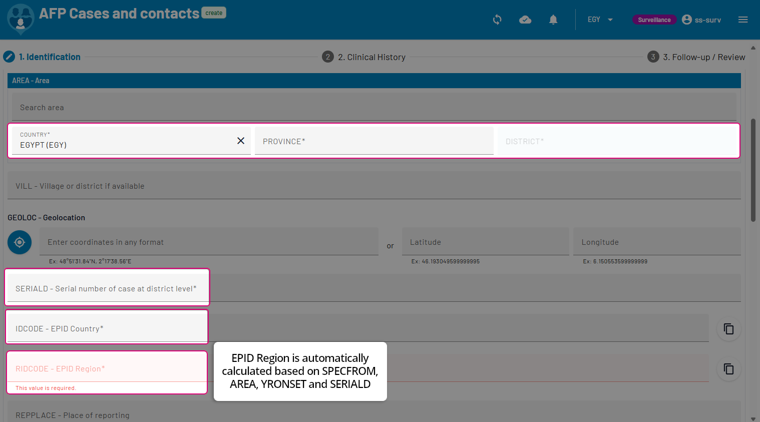 Human Case Surveillance — WebIFA Help